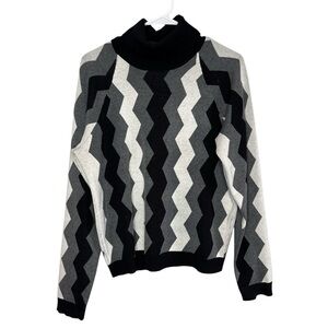 Alp N Rock Women's Cassandra Black, White & Grey Turtleneck Sweater Medium